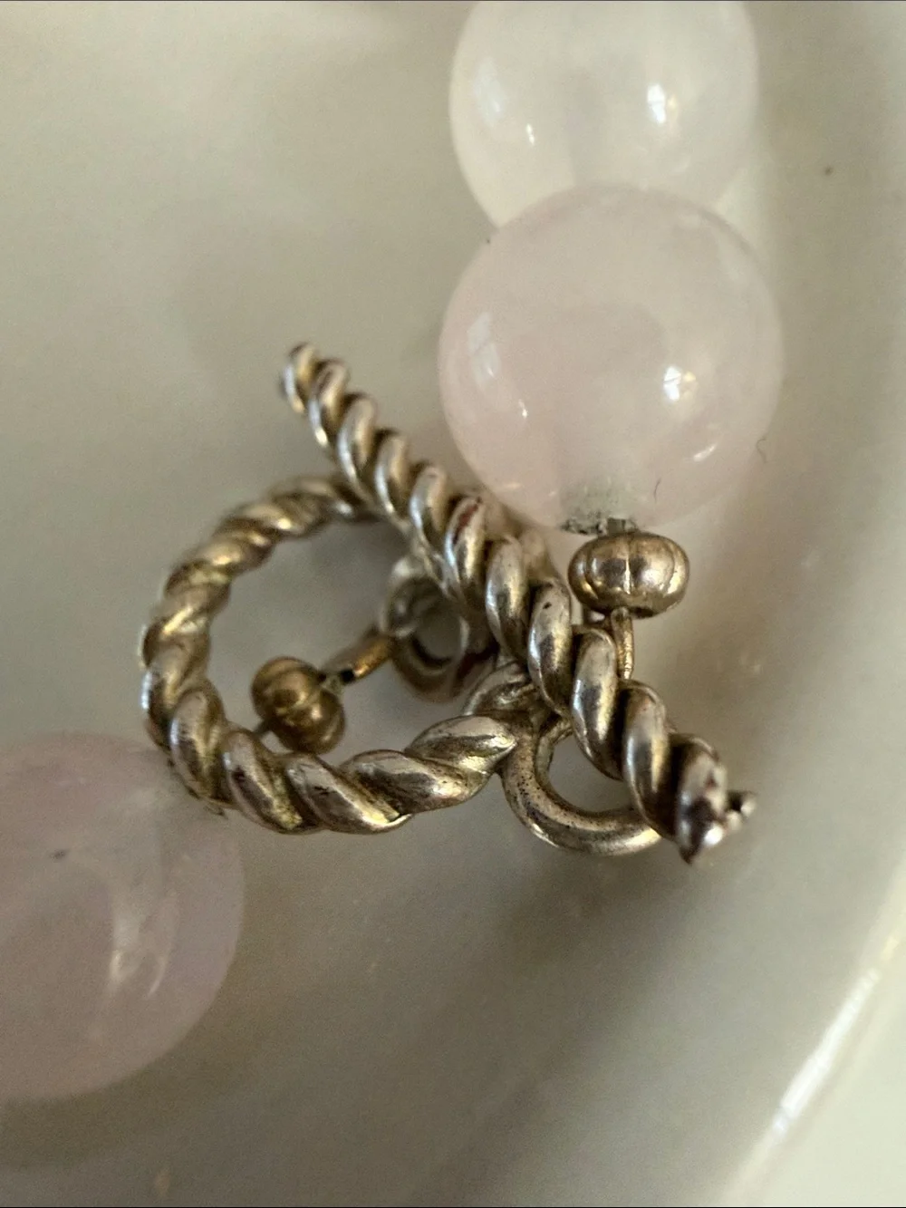 Rose Quartz Beaded Bracelet - Elegant Pink Women's Jewelry untested metal